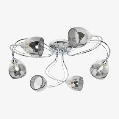 The Range 6 Light Semi Flush Ceiling Light with Clear Glass Shades - Chrome, Smoke Grey