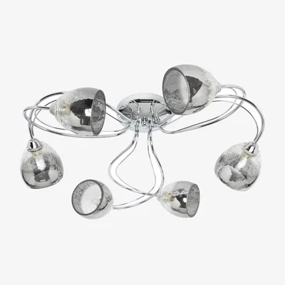 The Range 6 Light Semi Flush Ceiling Light with Clear Glass Shades - Chrome, Smoke Grey