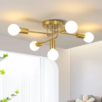 The Range GOECO 5 - Light Dimmable Sputnik Sphere Semi Flush Mount - Gold
