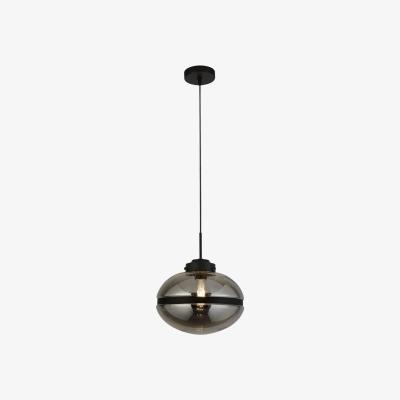 The Range Meringue 1 Light Smoked Pendant, Black Band Detail - Black
