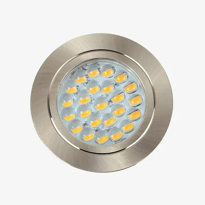 The Range Downlight Caravan Fixed Light Fitting Single Pack with Warm White Bulbs - Brushed Chrome