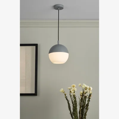 The Range Andre Single Pendant Matt Grey Opal Glass