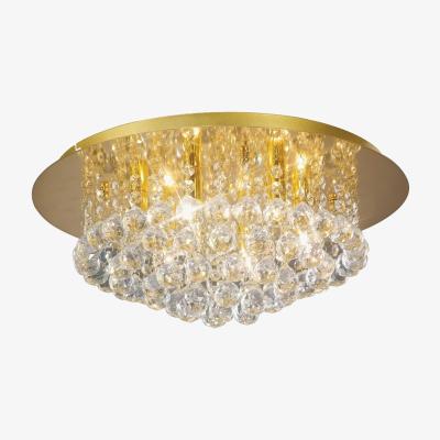 The Range Dahlia Flush Ceiling, 450mm Round, 6 Light G9 Crystal French Gold - French Gold