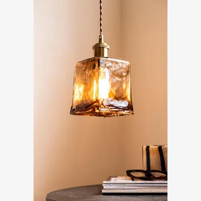 Rockett St George Sophisticated Dark Brown Squared Glass Ceiling Light