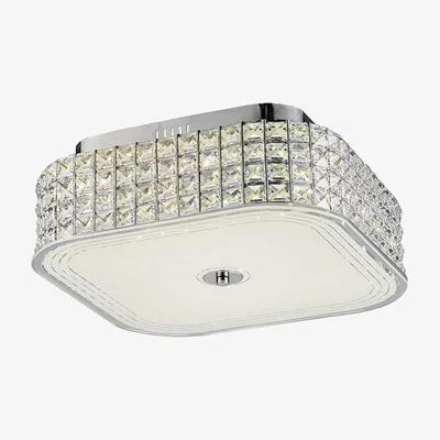 The Range Hawthorne Square Flush Ceiling 30W 1450lm LED 4000K Polished Chrome, Crystal - Polished Chrome