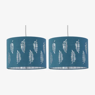 The Range Set Of 2 Fern Teal Cut Out 30cm Pendant Lightshades - Teal