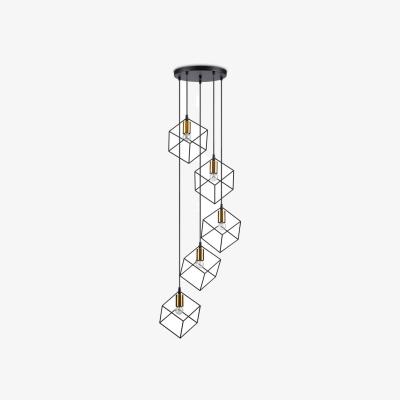 The Range Ice Indoor 5 Lights Cage Cluster Drop Ceiling Pendant Lamp - Black