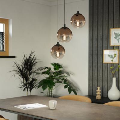 The Range Eglo Ariscani 1 Copper Ombre Effect Glass 3 Light Pendant - Black