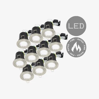The Range Fire Rated Downlight Twist Lock 10 Pack Silver Ceiling Downlight - Silver