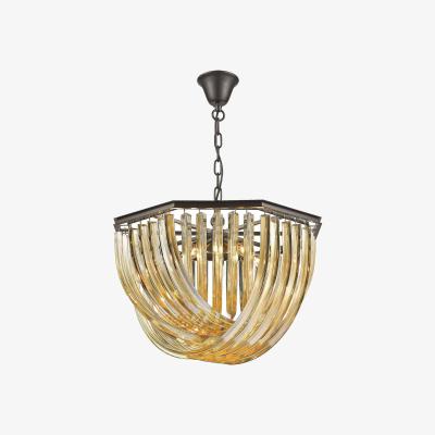 The Range Spring 5 Light Ceiling Pendant Black Chrome, Champagne gold Crystals, E14 - Black Chrome