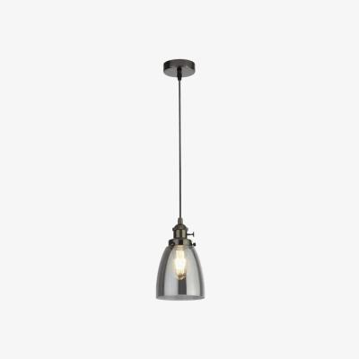 The Range 1 Light Pendant Black Chrome, Smoked Glass, E27 - Black Chrome