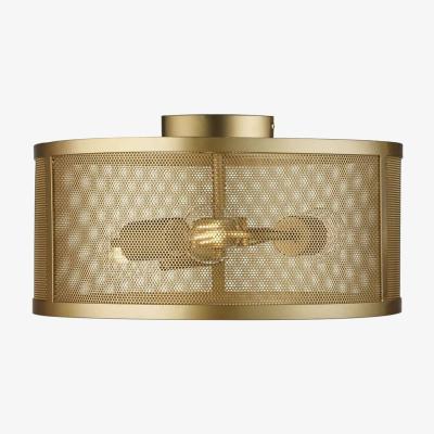The Range Fishnet 3 Light Flush Ceiling Light Mesh Matt Gold, E27 - Matt Gold