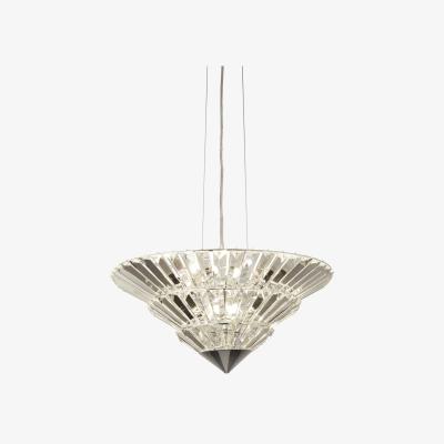 The Range Savannah 8Lt Pendant To Flush - Chrome Metal and Clear Crystal - Chrome