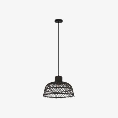 The Range Ausnby Rattan Black Wood Single Pendant - Black