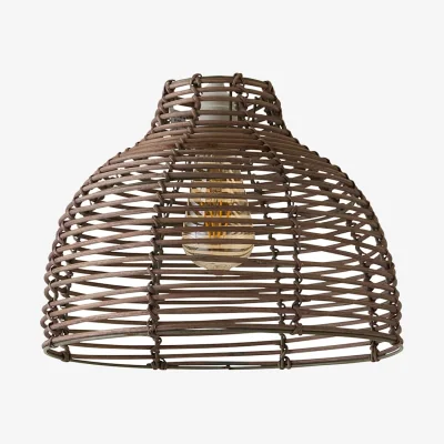 The Range Lobster Wicker Rattan Grey Ceiling Pendant Light Shade - Grey / 24cm