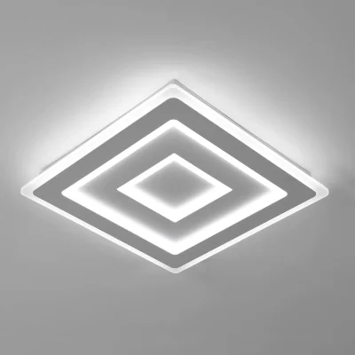 The Range GOECO Square Ceiling Light, 52 W, Modern Flat Ceiling Light, 40 cm, 6500 K - White