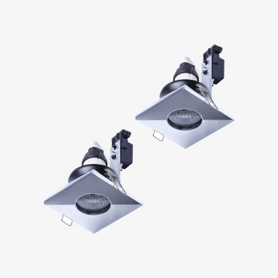 The Range Chrome Fixed Square IP65 Shower Downlights - Chrome / 2