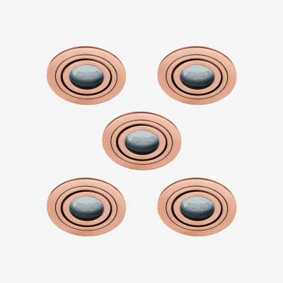 The Range 5 Pack IP65 Rated Tiltable Recessed Downlights - Brushed Copper