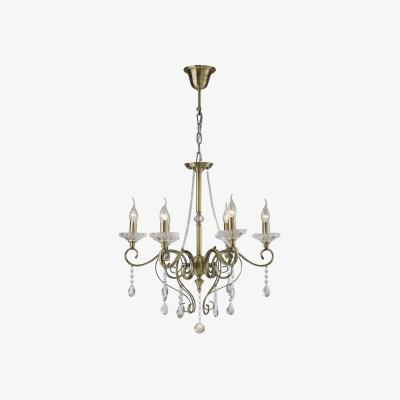 The Range Libra Ceiling Pendant Chandelier 6 Light Antique Brass, Crystal - Antique Brass