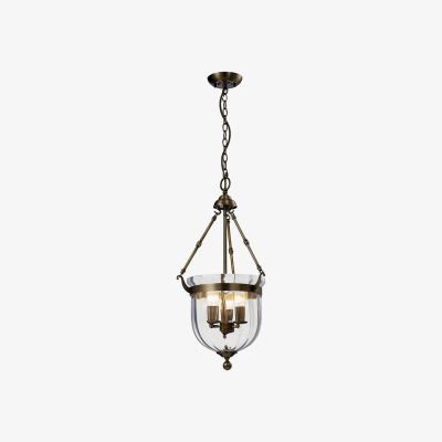 The Range Aubrey Ceiling Pendant Lantern 3 Light Antique Brass, Glass - Antique Brass