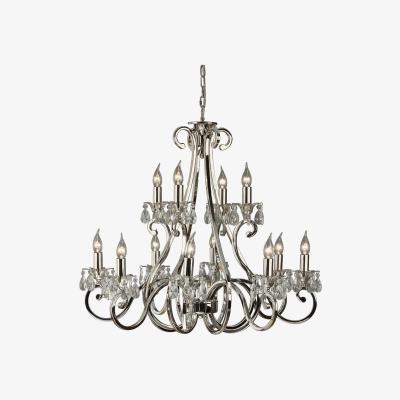 The Range Oksana 12 Light Chandelier Polished Nickel Plate Finish, E14 - Polished Nickel Plate