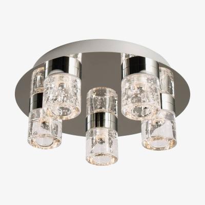 The Range Imperial 5 Light Bathroom Flush Ceiling Light Chrome, Glass Bubbles IP44 - Chrome