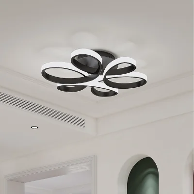 The Range Stylish Acrylic Petal LED Semi Flush Ceiling Light - Black