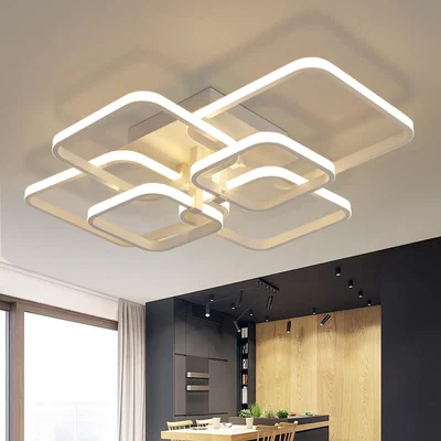 The Range Square Chandelier Ceiling Light (White Frame) - White / Dimmable