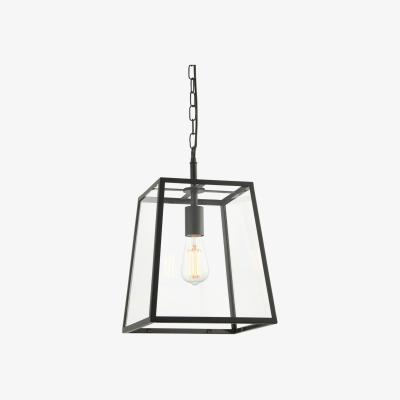 The Range Hurst Single Pendant Ceiling Lamp, Matt Black, Glass - Clear Glass
