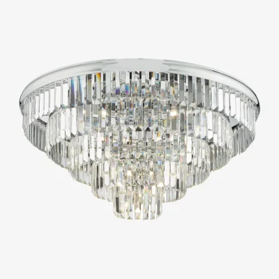 The Range Eulalia 12 Light Flush Polished Chrome Crystal - silver