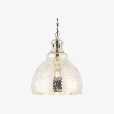 The Range Darna LED 1 Light Pendant Bright Nickel, Mercury Glass, E27 - Bright Nickel Plate
