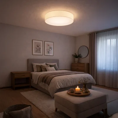 The Range Eglo Palomaro 1 LED Dimmable Ceiling Light, Warm White, Cream Fabric (405mm) - White