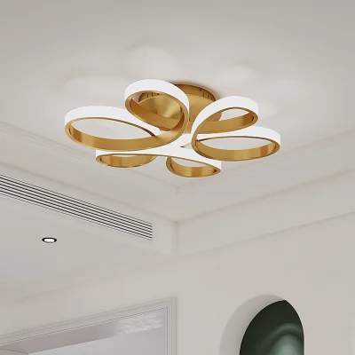 The Range Petal Design Gold LED Semi Flush Ceiling Light - Gold
