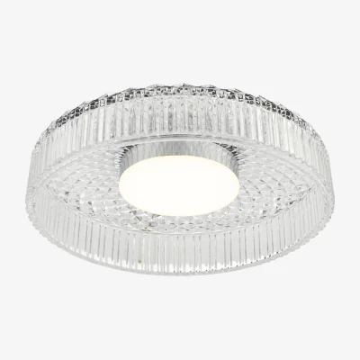 The Range Leena LED Flush Polished Chrome Ribbed Glass