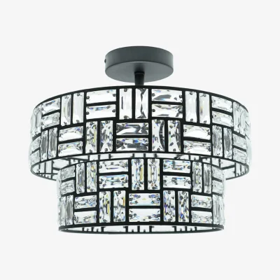 The Range Elise Acrylic Jewel Two Tier Flush Ceiling Light - Black / Bulb not included