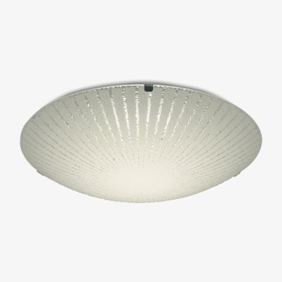 The Range Tassa 12W LED Small Flush Ceiling Light, 30cm, 4000K 950lm, Sunray Pattern Glass - Polished Chrome