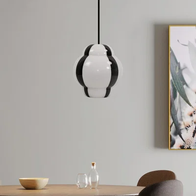 The Range Jett Stripe Glass Pendant - White and Black