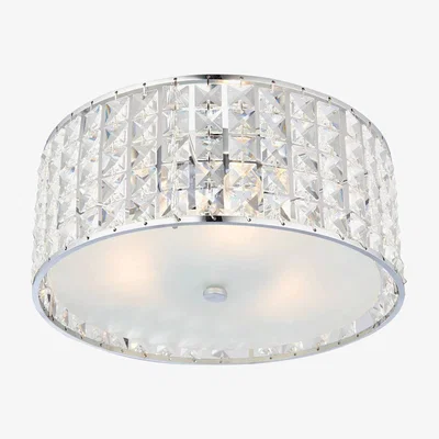The Range Belfont 3 Light Bathroom Flush Ceiling Light Chrome, Crystal Detail IP44, G9 - Chrome