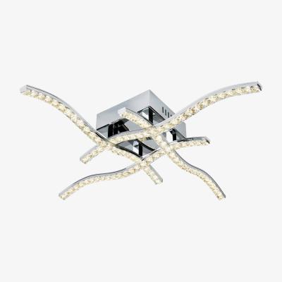 The Range Anson Integrated LED Flush Multi Arm Ceiling Light Chrome, Crystal Glass - Chrome
