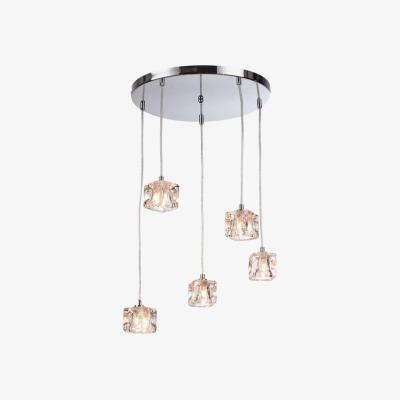 The Range Modern 5 Light Ice Cube Spiral Ceiling Pendant Light - Chrome