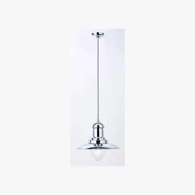 The Range Fisherman 1 Light Dome Ceiling Pendant Chrome, Clear Glass Medium, E27 - Chrome