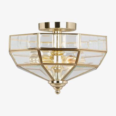 The Range Old Park 2 Light Semi Flush Ceiling Light Polished Brass, E27 - Polished Brass