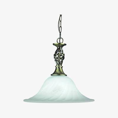 The Range Cameroon 1 Light Dome Ceiling Pendant Antique Brass, Marble Glass, E27 - Antique Brass