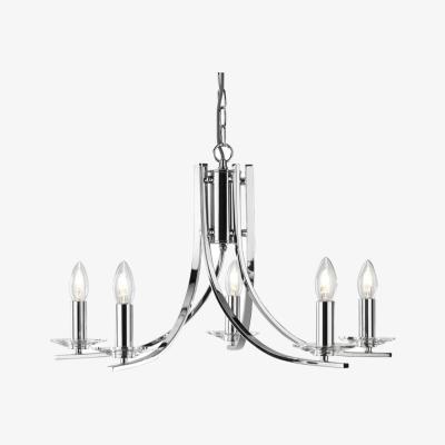 The Range Ascona 5 Light Multi Arm Ceiling Pendant Chrome, Glass Five, E14 - Chrome