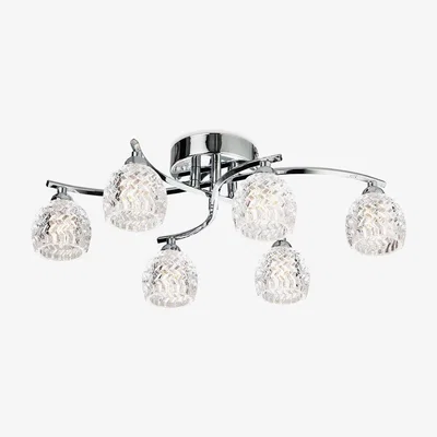 The Range Maple 6 Light Flush Light Chrome, Moulded Clear Glass, G9 - Chrome