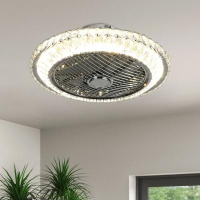 The Range Crystal Flush Mount LED Ceiling Fan Light - Crystal Silver