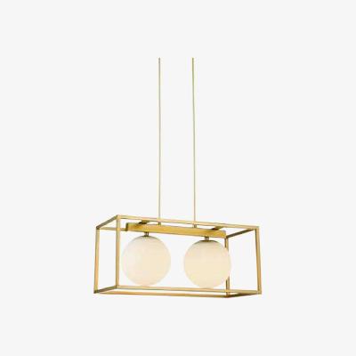 The Range CGC AMELIE Gold Rectangular Ceiling Light with Double Pearl Ball - gold