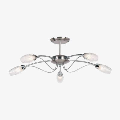 The Range Mercury 5 Light Semi Flush Ceiling Light Satin Chrome, Clear Glass Inner, G9 - Satin Chrome