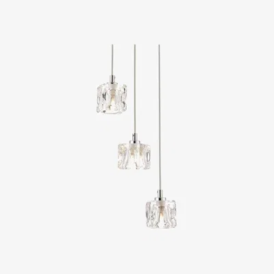 The Range Modern 3 Light Ice Cube Spiral Ceiling Pendant Light - Chrome