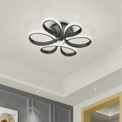 The Range Dimmable Stylish Acrylic Petal LED Semi Flush Ceiling Light - Black
